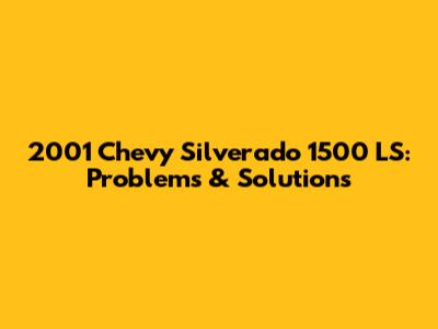 2001 Chevy Silverado 1500 LS: Problems & Solutions