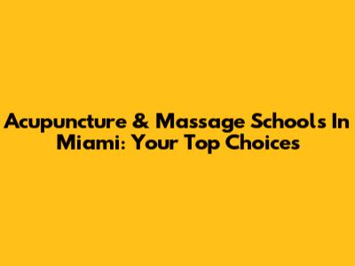 Acupuncture & Massage Schools In Miami: Your Top Choices