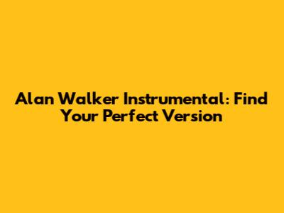 Alan Walker Instrumental: Find Your Perfect Version