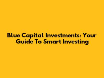 Blue Capital Investments: Your Guide To Smart Investing