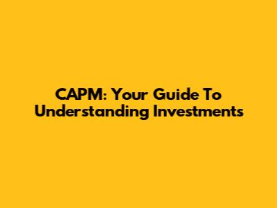 CAPM: Your Guide To Understanding Investments
