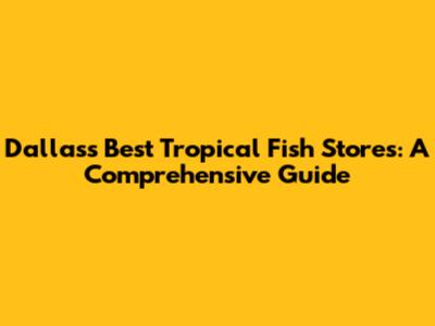 Dallas's Best Tropical Fish Stores: A Comprehensive Guide