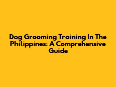 Dog Grooming Training In The Philippines: A Comprehensive Guide