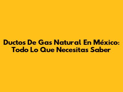 Ductos De Gas Natural En México: Todo Lo Que Necesitas Saber