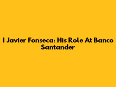 I Javier Fonseca: His Role At Banco Santander