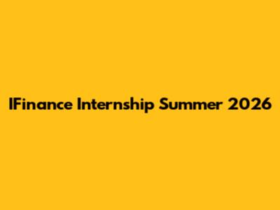 IFinance Internship Summer 2026