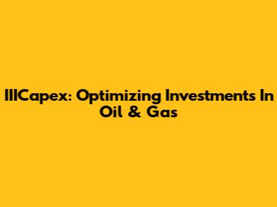 IIICapex: Optimizing Investments In Oil & Gas