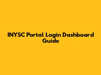 INYSC Portal Login Dashboard Guide