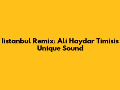 Iistanbul Remix: Ali Haydar Timisi's Unique Sound