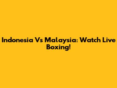Indonesia Vs Malaysia: Watch Live Boxing!