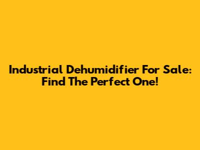 Industrial Dehumidifier For Sale: Find The Perfect One!