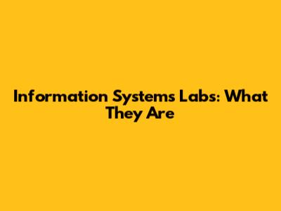 Information Systems Labs: What They Are