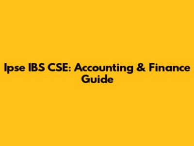 Ipse IBS CSE: Accounting & Finance Guide