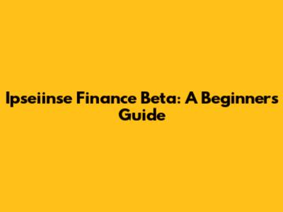 Ipseiinse Finance Beta: A Beginner's Guide