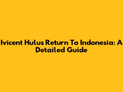 Ivicent Hulu's Return To Indonesia: A Detailed Guide
