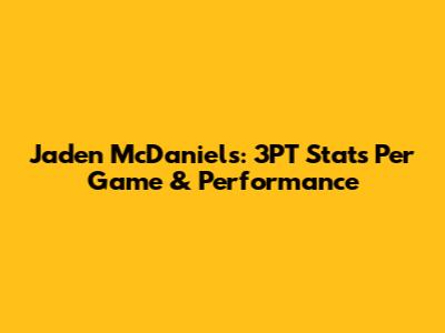 Jaden McDaniels: 3PT Stats Per Game & Performance