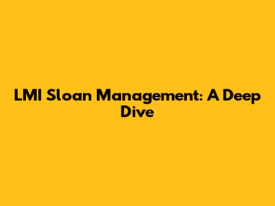 LMI Sloan Management: A Deep Dive