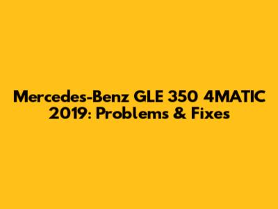 Mercedes-Benz GLE 350 4MATIC 2019: Problems & Fixes