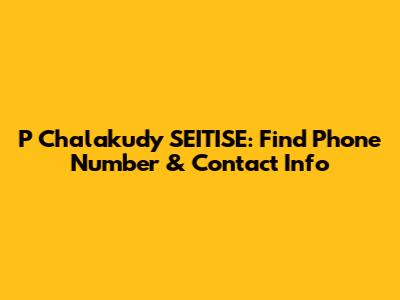 P Chalakudy SEITISE: Find Phone Number & Contact Info