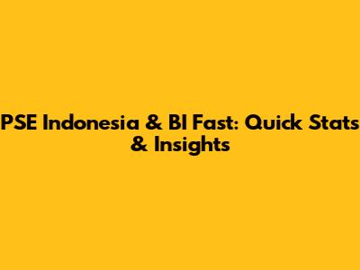 PSE Indonesia & BI Fast: Quick Stats & Insights