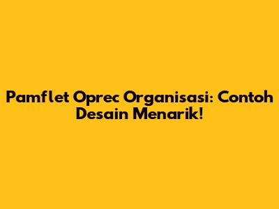 Pamflet Oprec Organisasi: Contoh Desain Menarik!