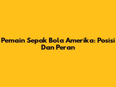 Pemain Sepak Bola Amerika: Posisi Dan Peran