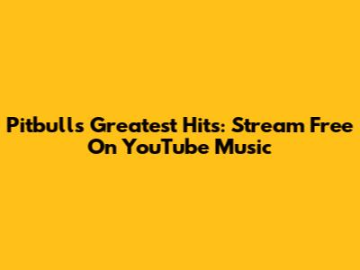 Pitbull's Greatest Hits: Stream Free On YouTube Music