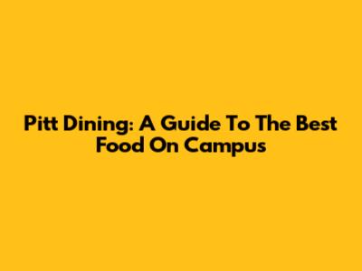 Pitt Dining: A Guide To The Best Food On Campus