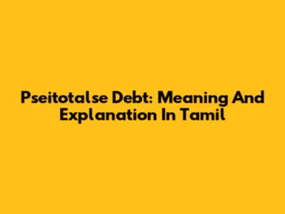 Pseitotalse Debt: Meaning And Explanation In Tamil