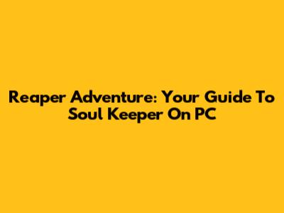 Reaper Adventure: Your Guide To Soul Keeper On PC
