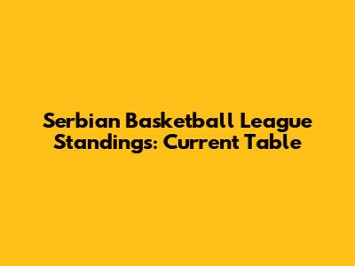 Serbian Basketball League Standings: Current Table