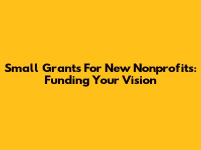 Small Grants For New Nonprofits: Funding Your Vision