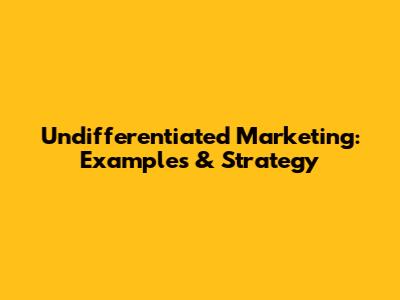 Undifferentiated Marketing: Examples & Strategy