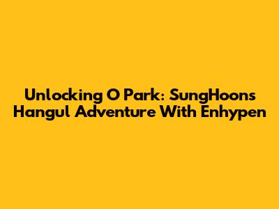 Unlocking O Park: SungHoon's Hangul Adventure With Enhypen
